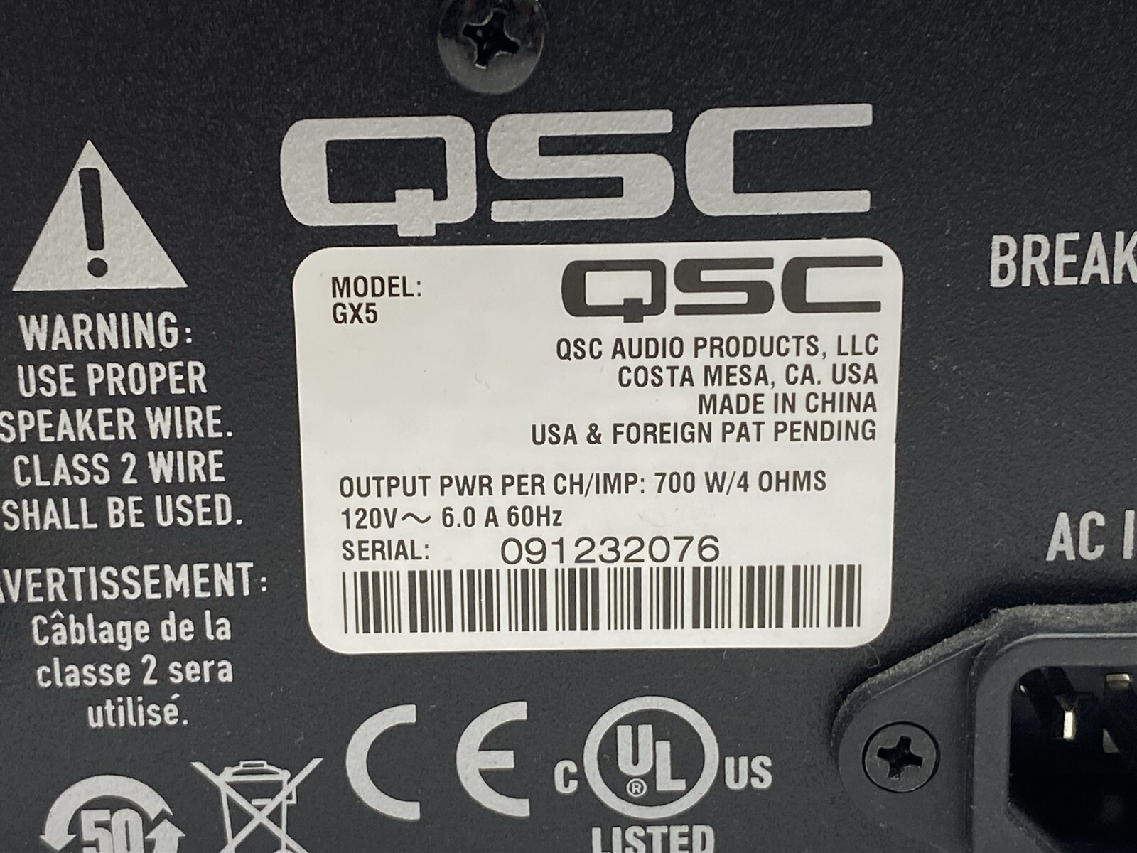 QSC GX Series GX5 700W 2-Channel Pro Rack Audio Power Amplifier Amp PARTS