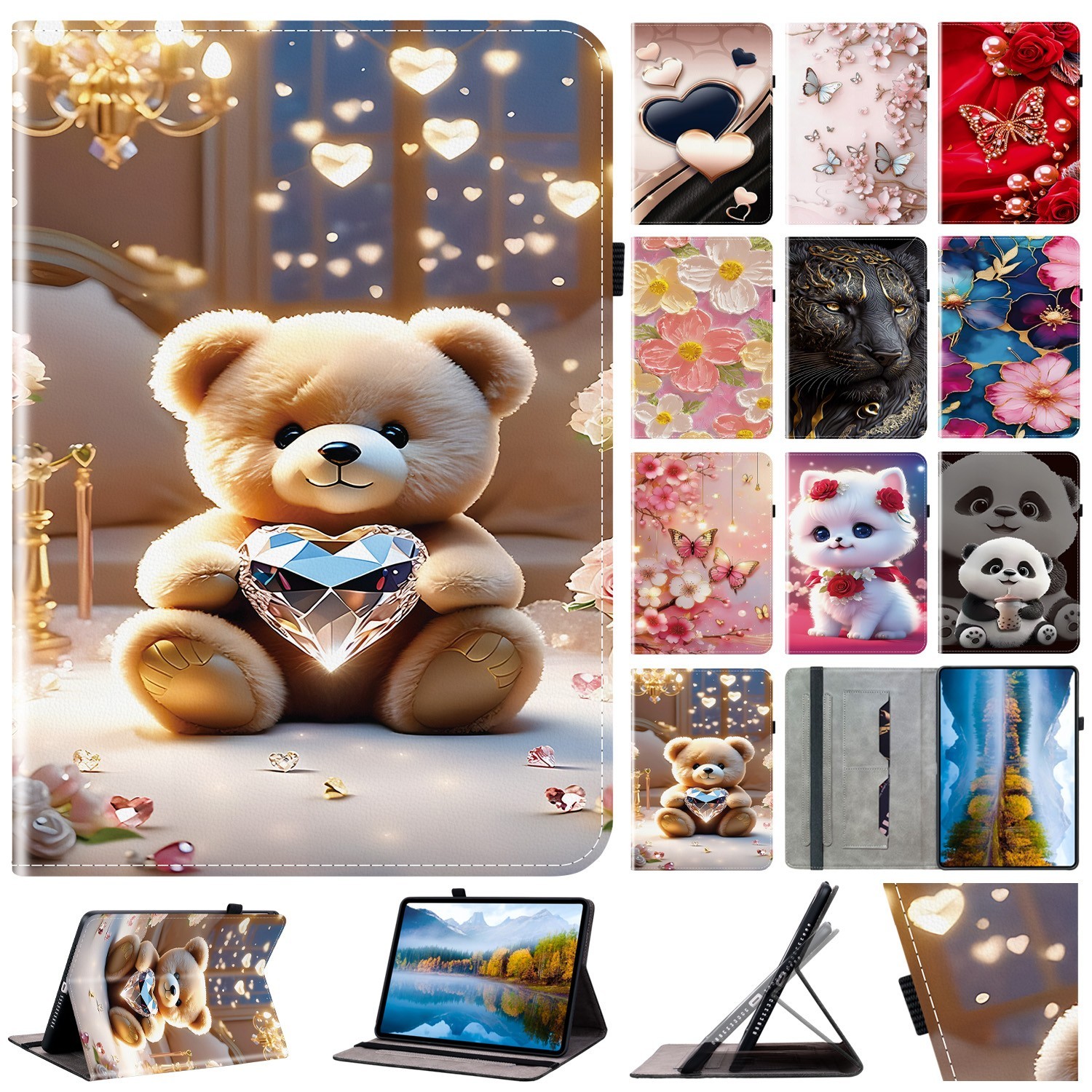 Case For Samsung Galaxy Tablet Painted Leather Shockproof TPU Shell Back Covers