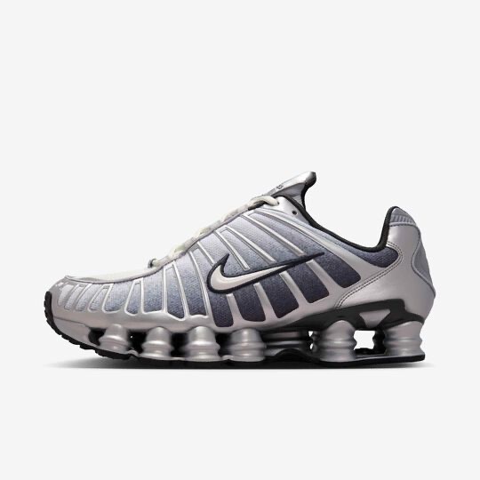 Nike Shox TL Print Metallic Silver Grey Shoes Mens Size US 11.5 Casual Sneakers✅