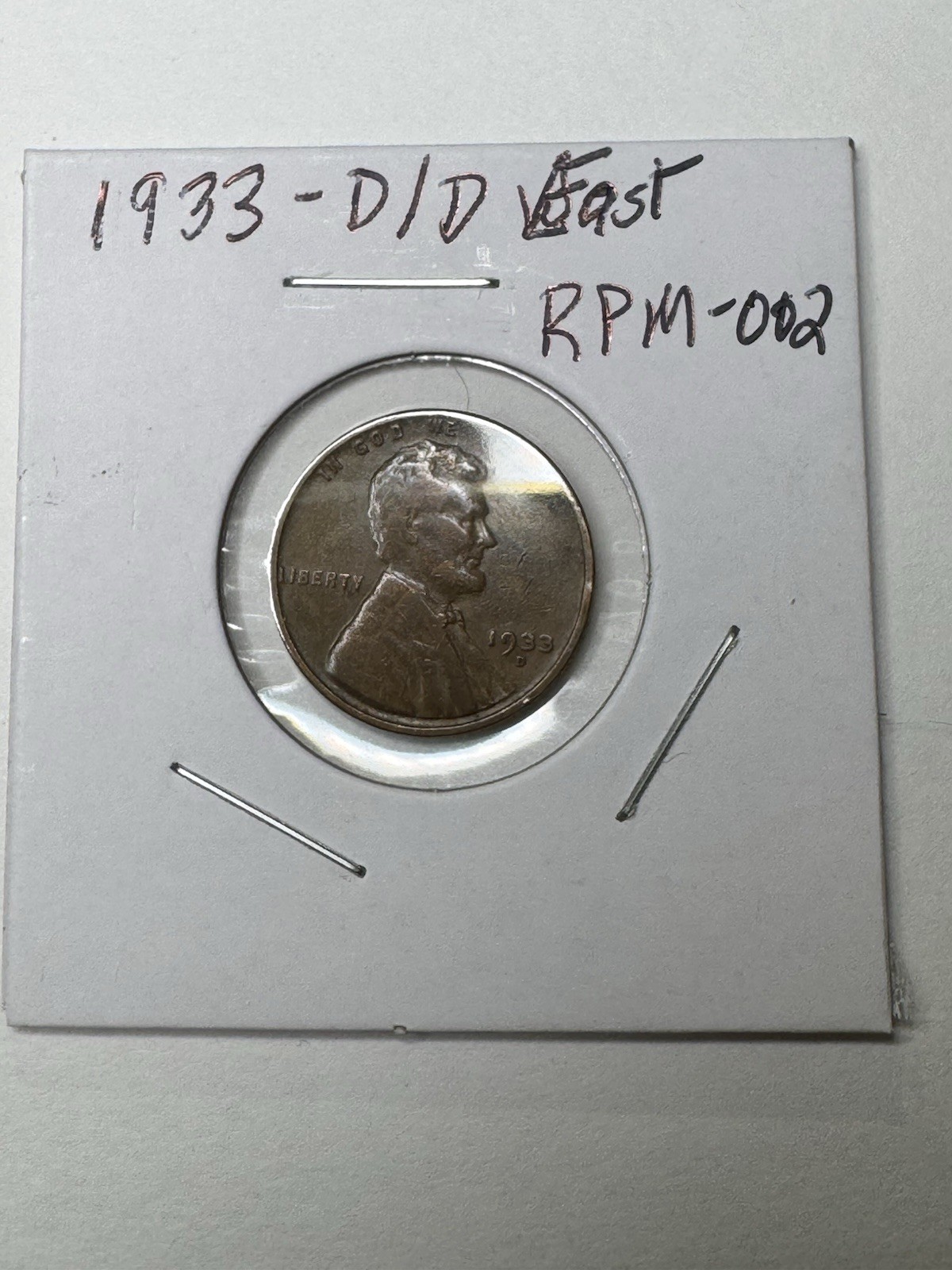 1933 D/D East RPM-002 Lincoln Wheat Cent