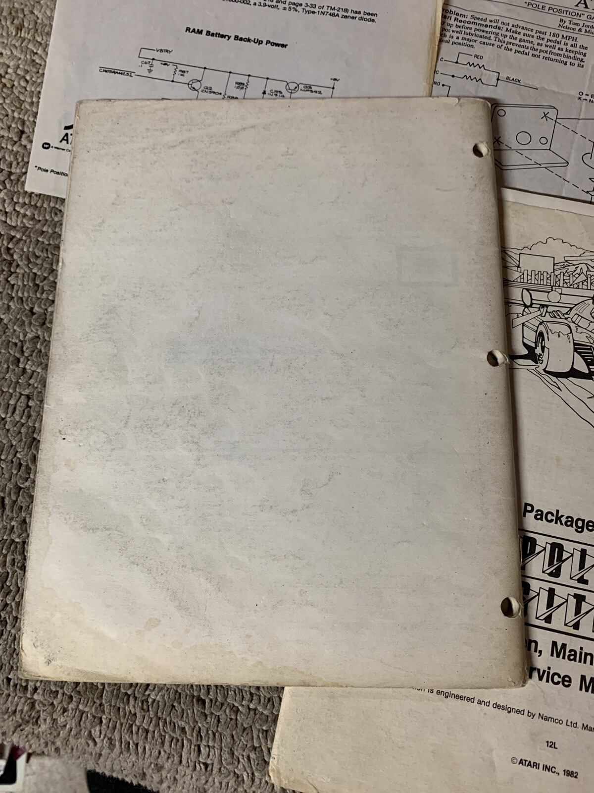 Missing cover 3rd printing POLE POSITION SET ATARI arcade game manual