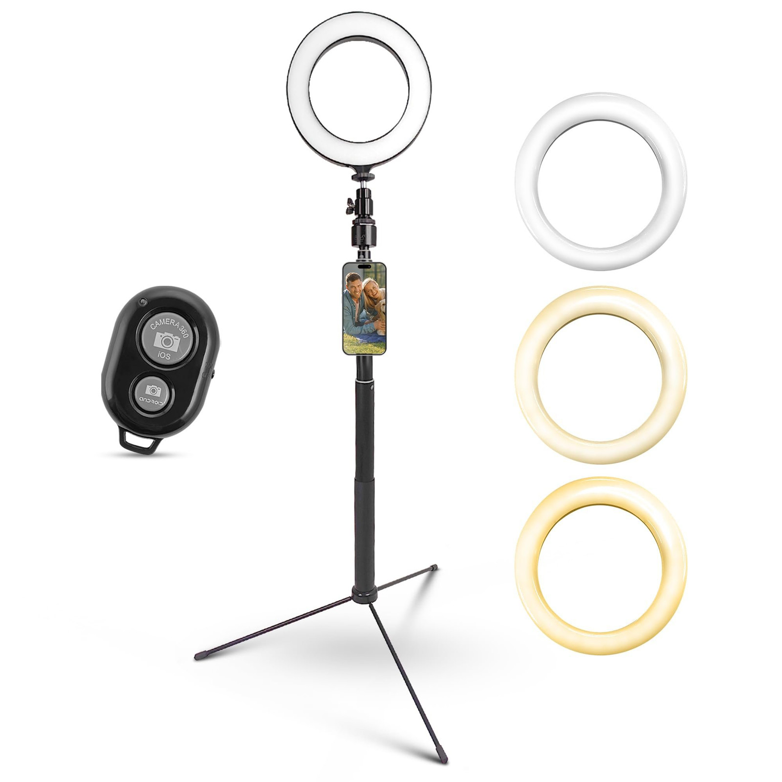 iDance LED Ring Light with Cell Phone Holder, 6", USB Powered with Bluetooth...