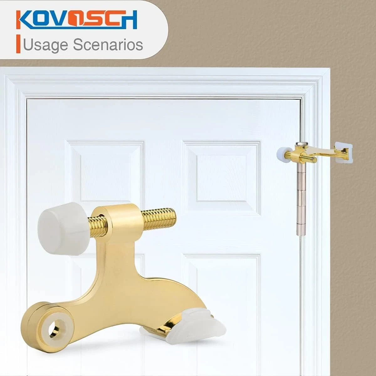 10 Pack Hinge Pin Door Stopper Bright Brass - Adjustable Heavy Duty Gold Hing