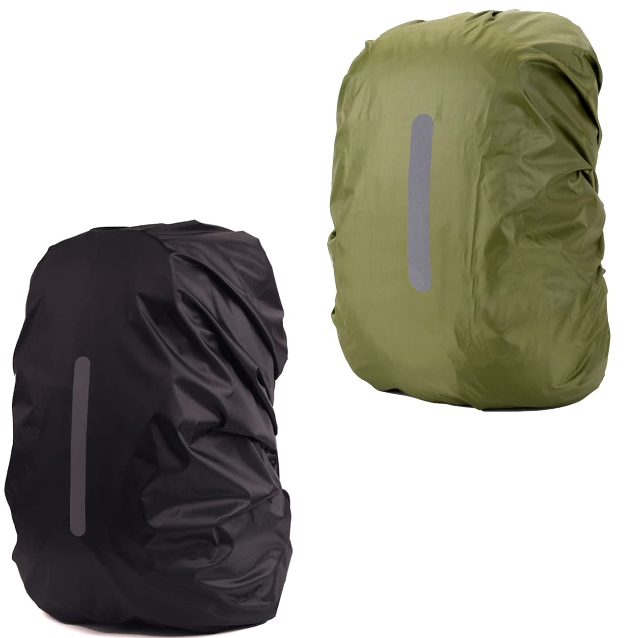 Waterproof Backpack Rain Cover 2 Pack, Reflective Strip For Cycling, Black