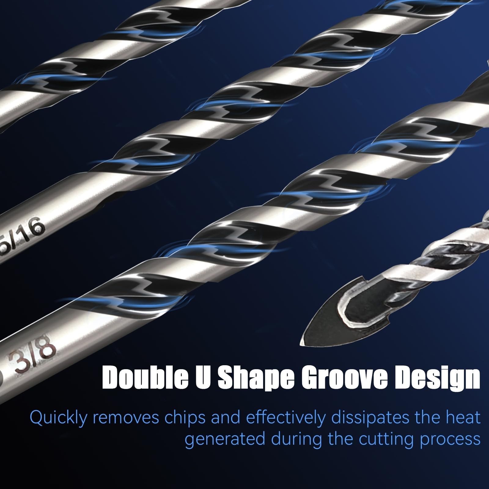 Pro Edge 15PCS Masonry Drill Bit Set, 1/8" to 1/2" Carbide Drill Bits Set Ind...