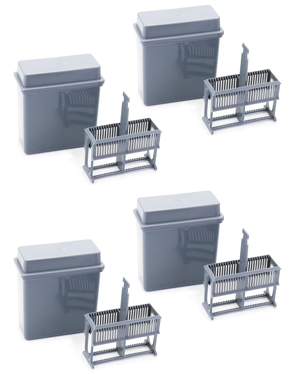 QWORK Microscope Slides Staining Jar and Rack, 24-Slots, 4 Pack, Grey, WD30029