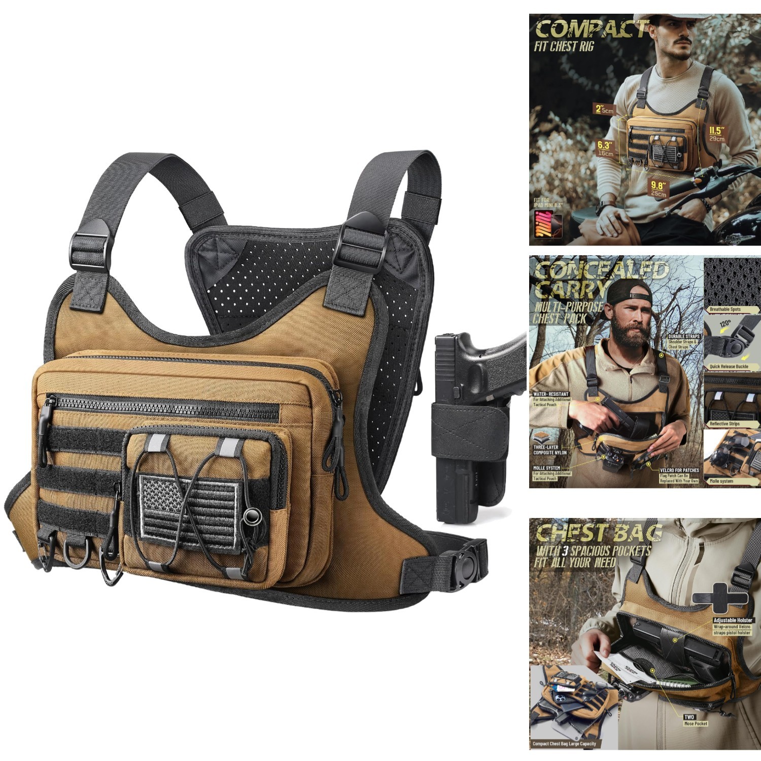 Tactical Chest Bag Men & Women, Sports Outdoor Hiking Running Cycling EDC Vest