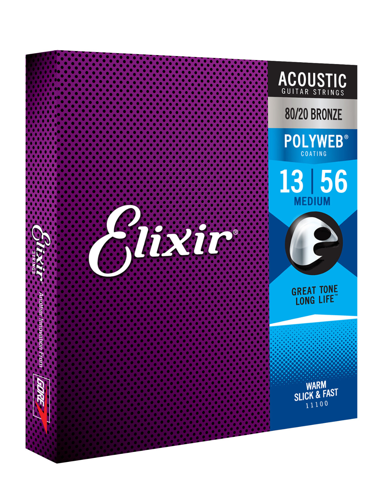 Elixir® Strings 11100 80/20 Bronze Acoustic Guitar Strings w POLYWEB® Coating