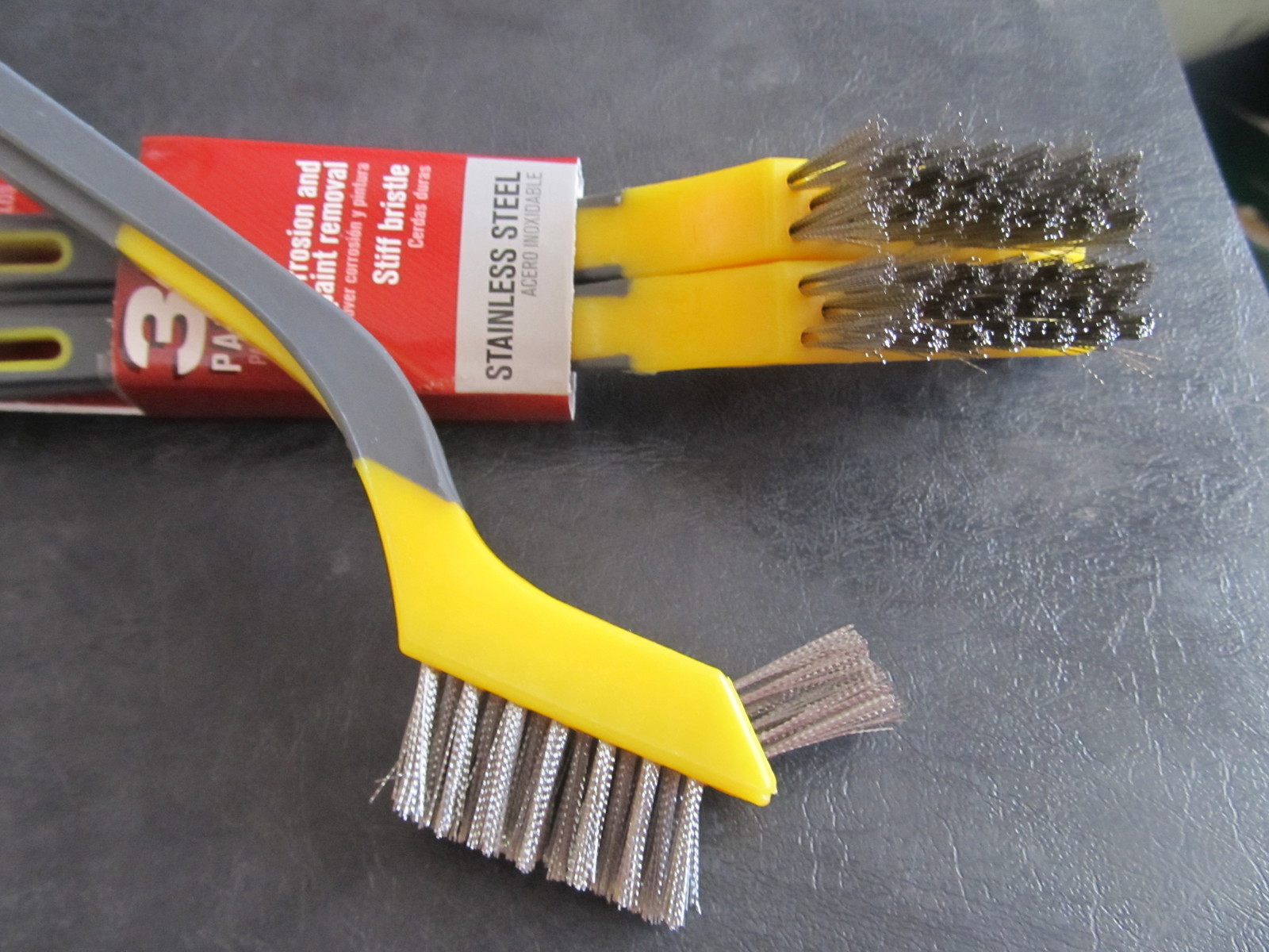 Mini Stainless Steel Bristle Brushes Package of 3 brushes   #SMB3-A  NEW