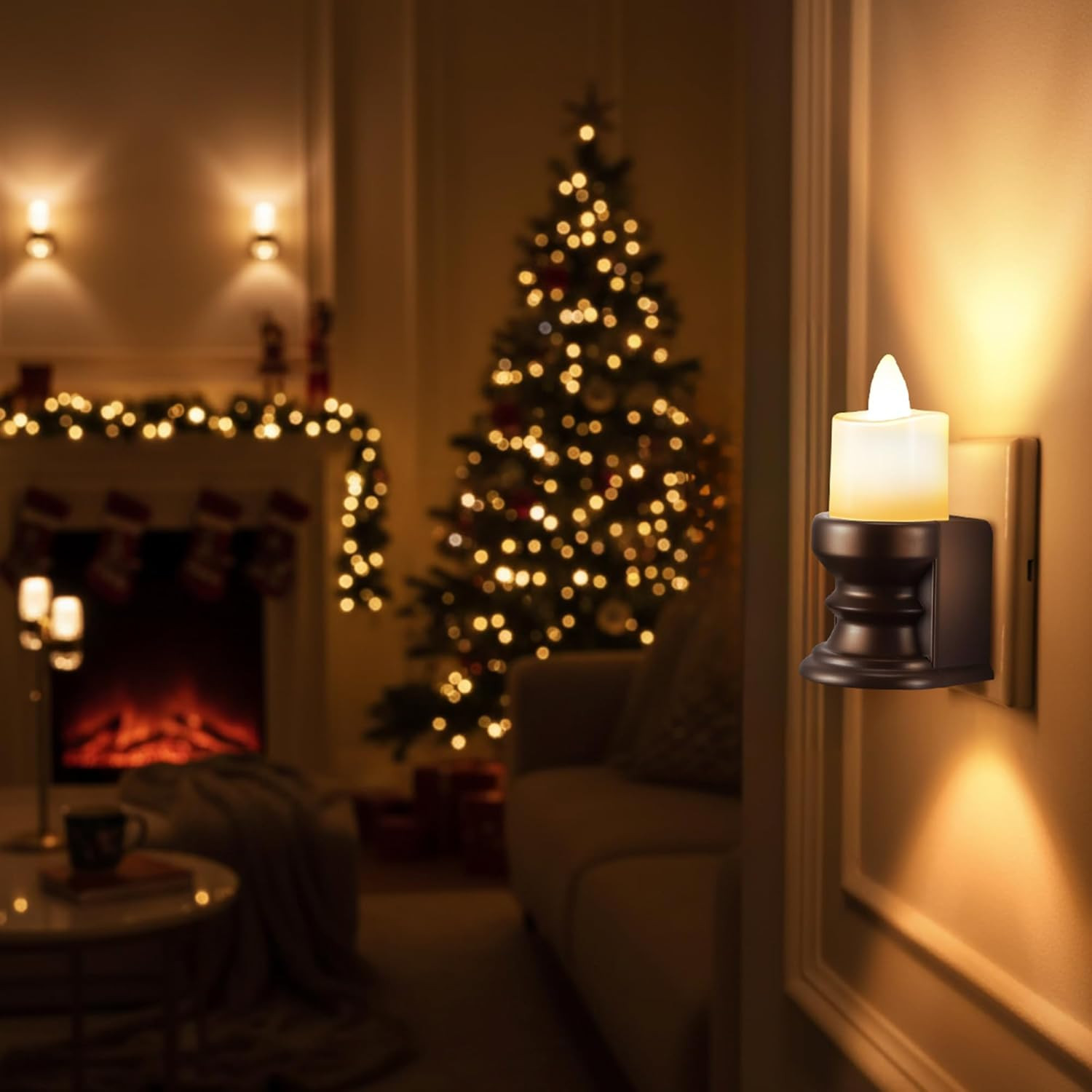Flickering Flameless Candle Night Light Plug In Dimmable LED Nightlight 1 Pcs