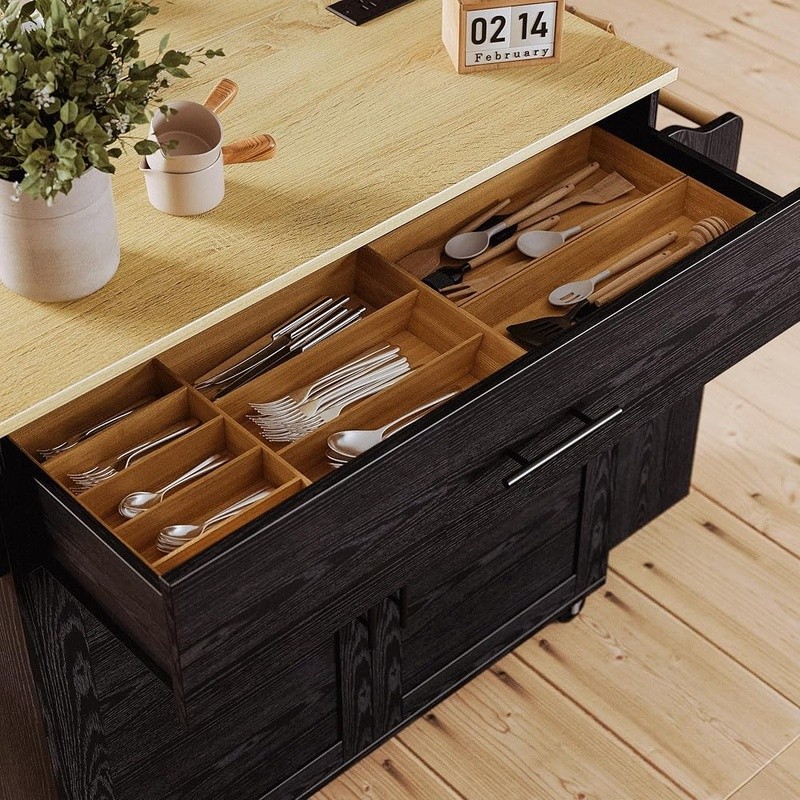 Multifunctional Kitchen Island Drop Leaf Countertop Storage Rolling Cart New