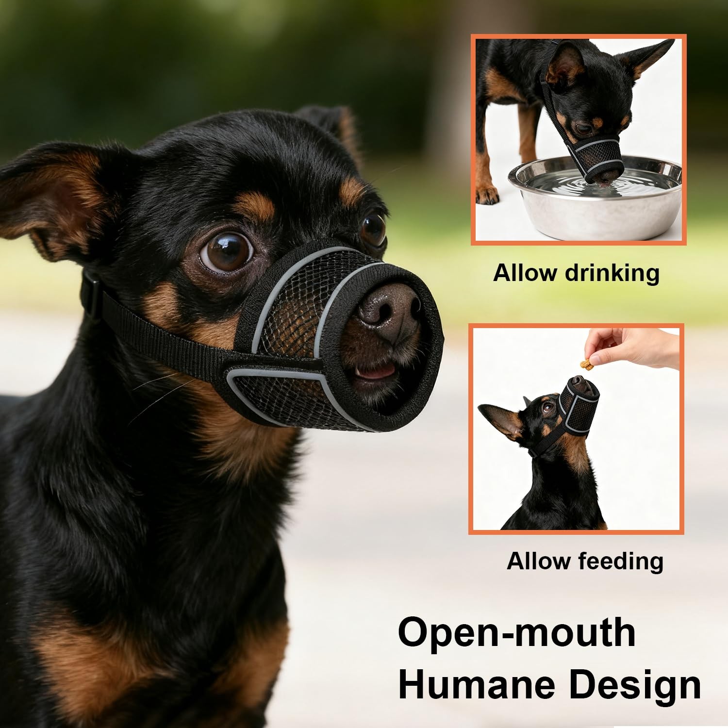 Dog Muzzle Soft Air Mesh Reflective XXS For Small Medium Large Training