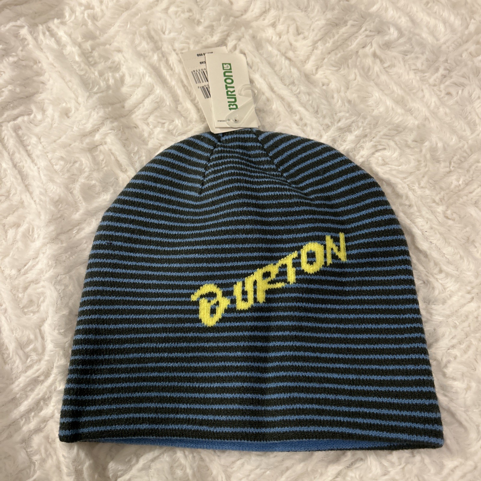 Burton Signature Reversible Steel Blue & Gray Beanie Skull Cap Youth One Size