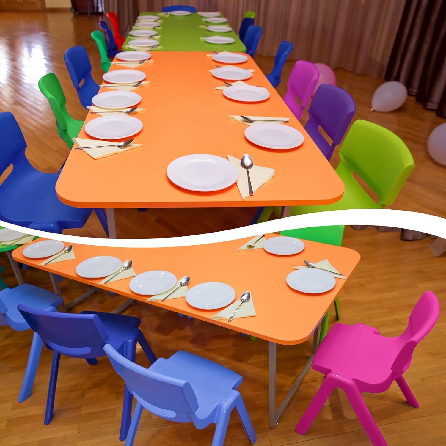 6 Pcs Stackable School Chairs Kids Plastic Stack Chairs Toddler Chair Multicolor