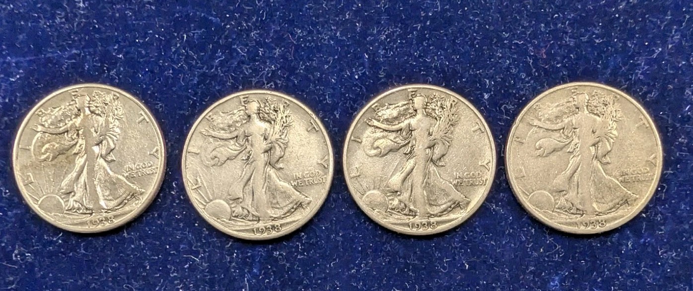 1938 D Walking Liberty Half Dollar One Coin, 4 Available