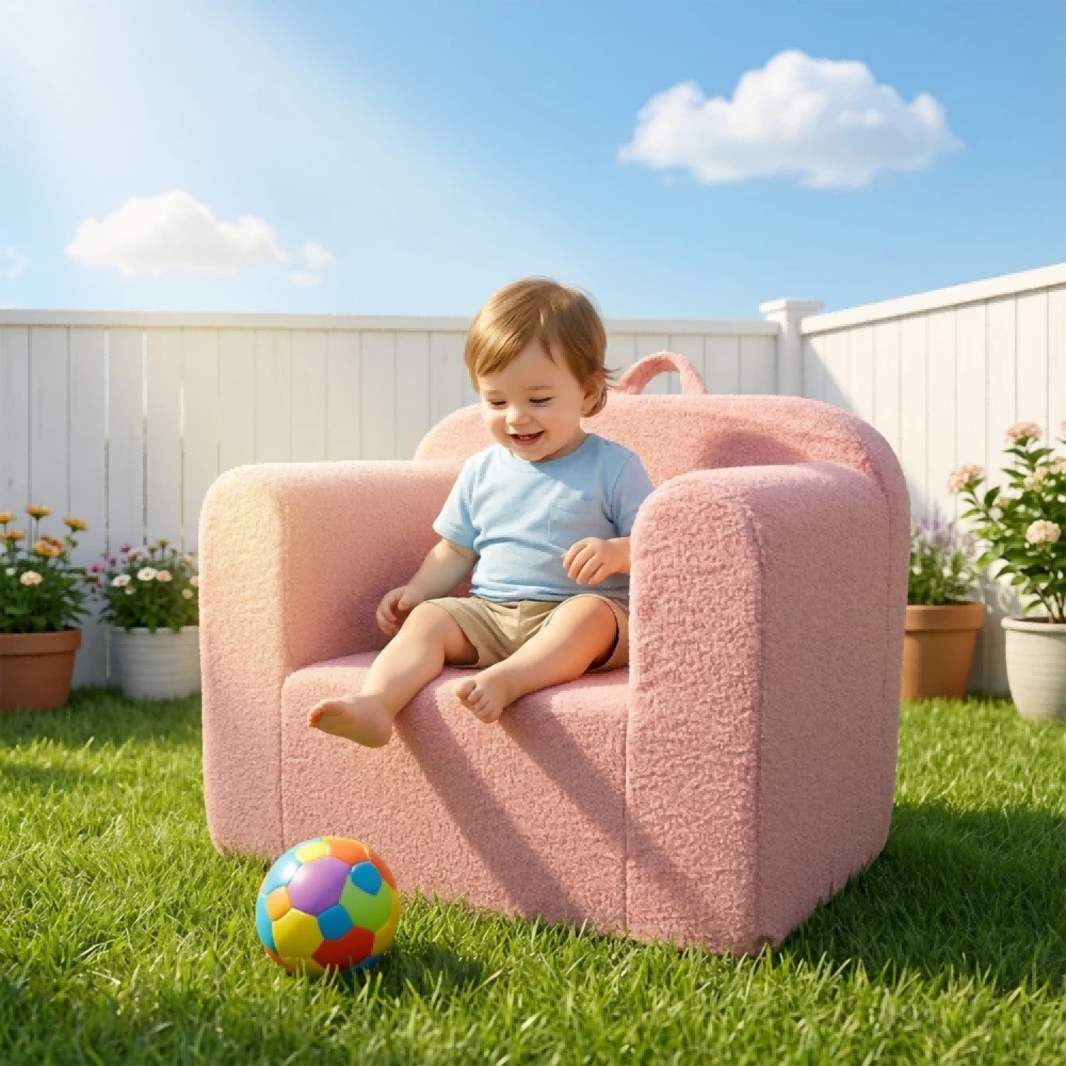 Kids Sofa Chair for 1-6 Years Toddler Reading Couch w/ Handle Machine Washable