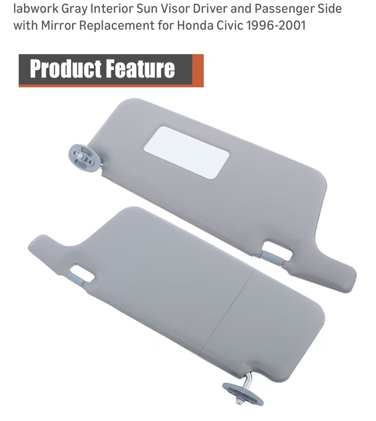 Gray  Sun Visor Driver and Passenger Side With Mirror . Honda Civic 1996-2001