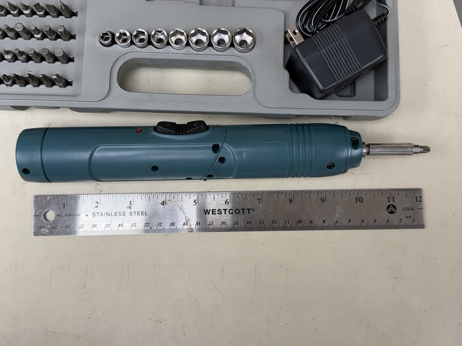Cordless Electric Screwdriver Set w/ 30 Bits, Socket Set & Charger - Hard Case