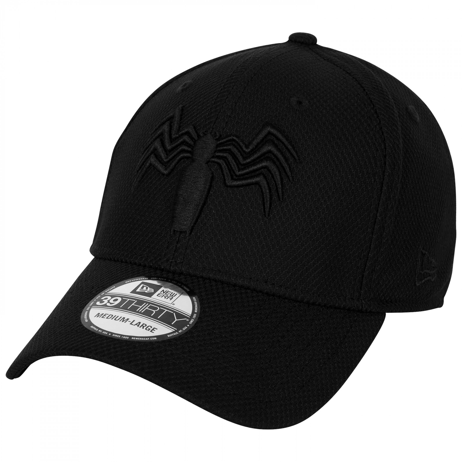 Venom Logo Black on Black New Era 39Thirty Fitted Hat Black
