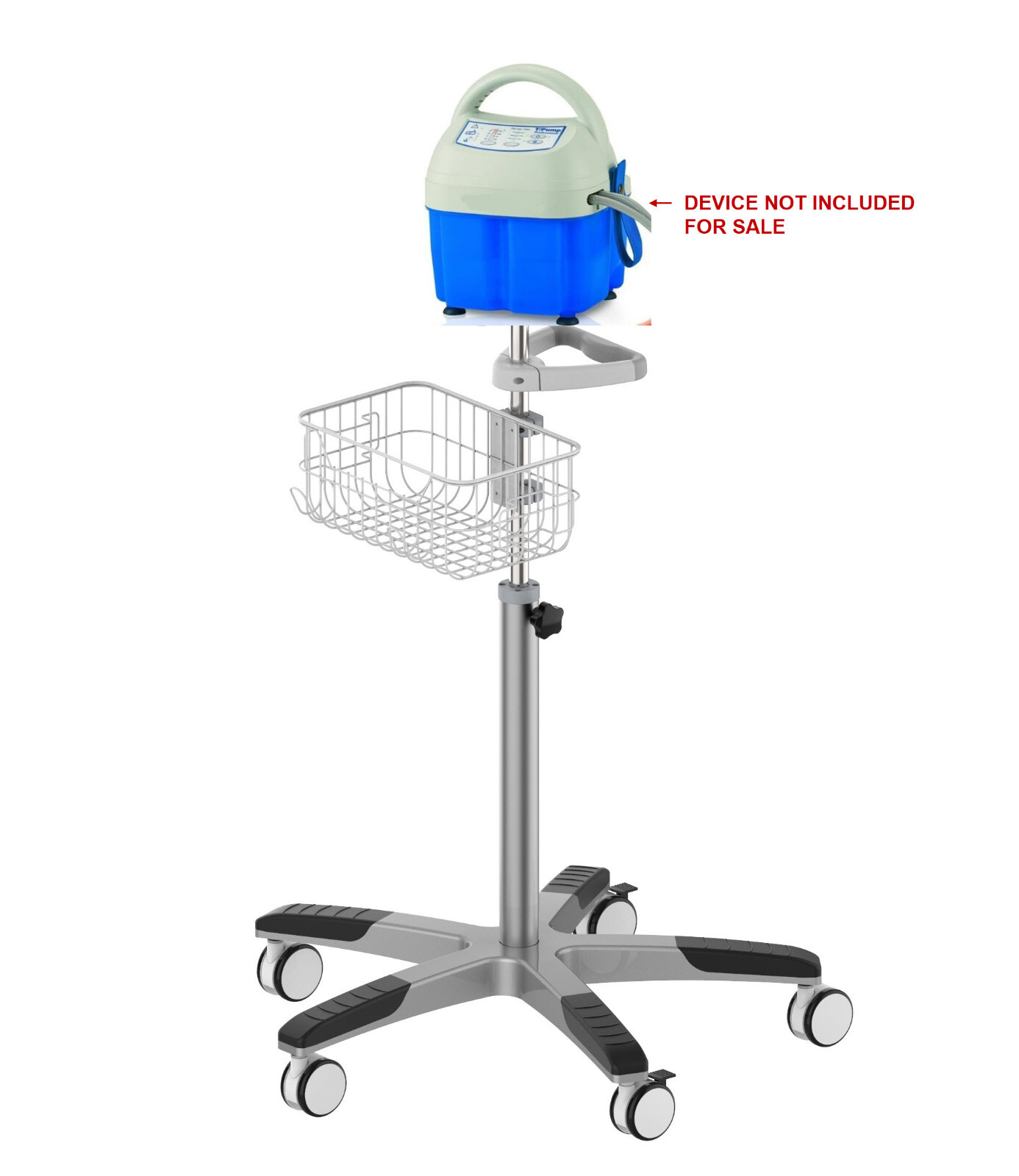 small wheel Roll Stand for therapy pump tp700 WITH BASKET AND MOUNTING BRACKET