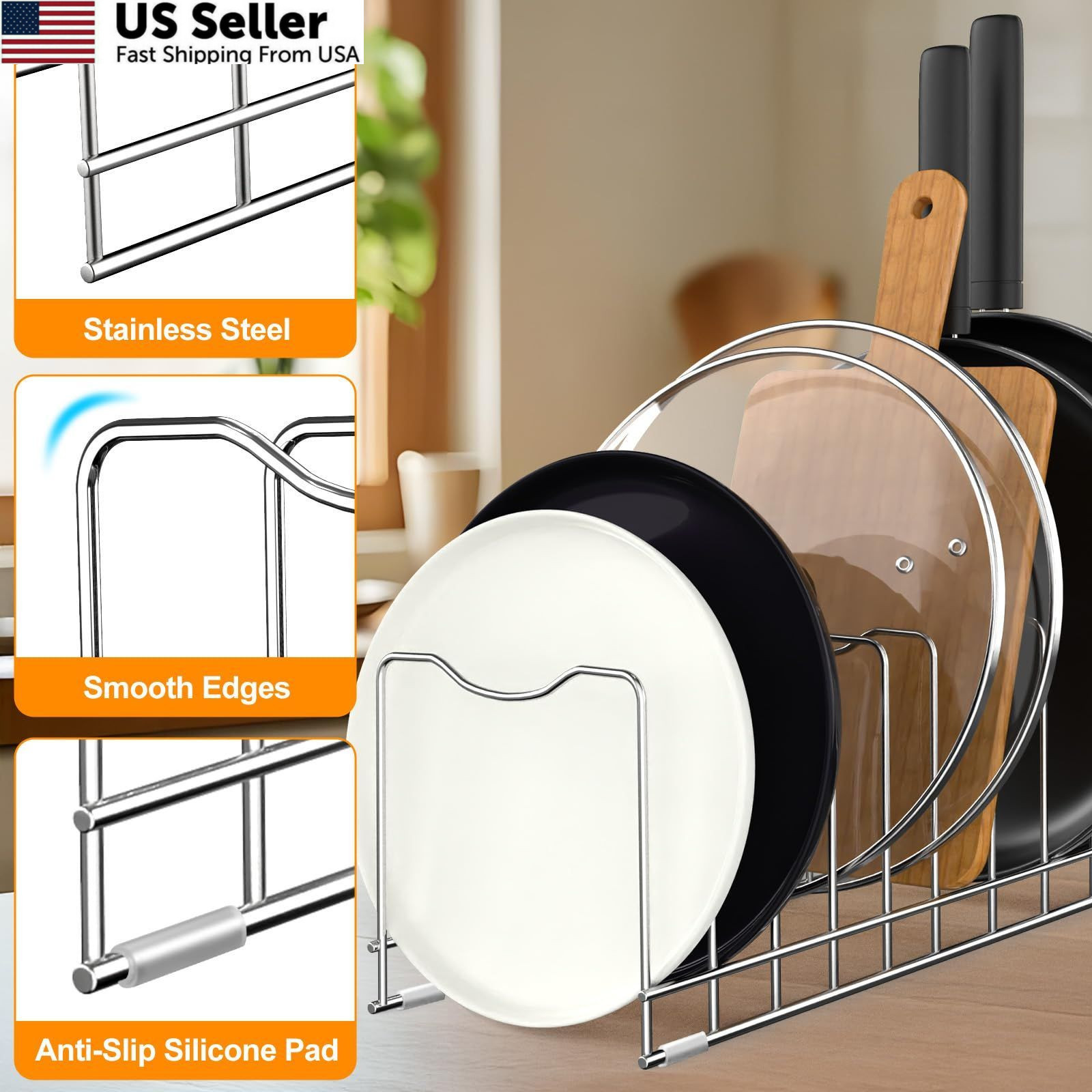 FLSEPAMB Lid Organizer Pot 10-Tier Rack 1 Pack, Fixed