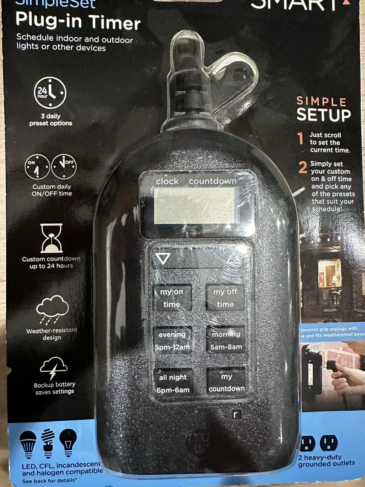 myTouchSmart 15-Amps 125-volt Simple Set Outdoor Digital Timer 2-Outlet Plug-in
