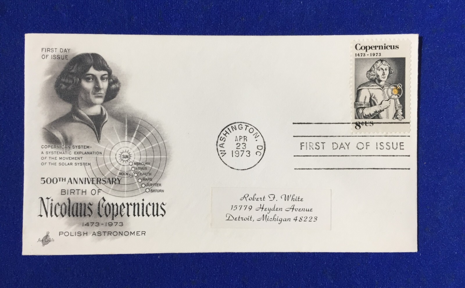 Nicolaus Copernicus Polish Astronomer 1973 First Day Stamp Cover - HELIOCENTRIC