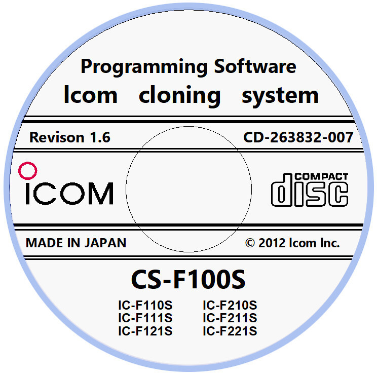 Icom CS-F100S  Revision 1.6 Software for IC-F110S/F111S/F121S/F210S/F211S/F221S