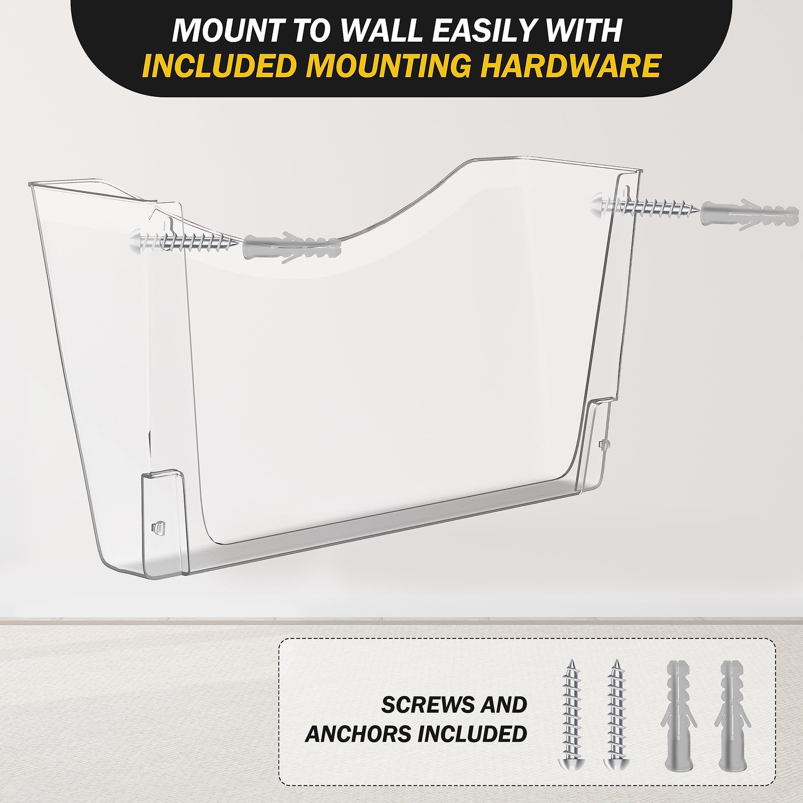 Clear Single Pocket File Holder 3 Pack Hanging Wall Mount Mail Organizer