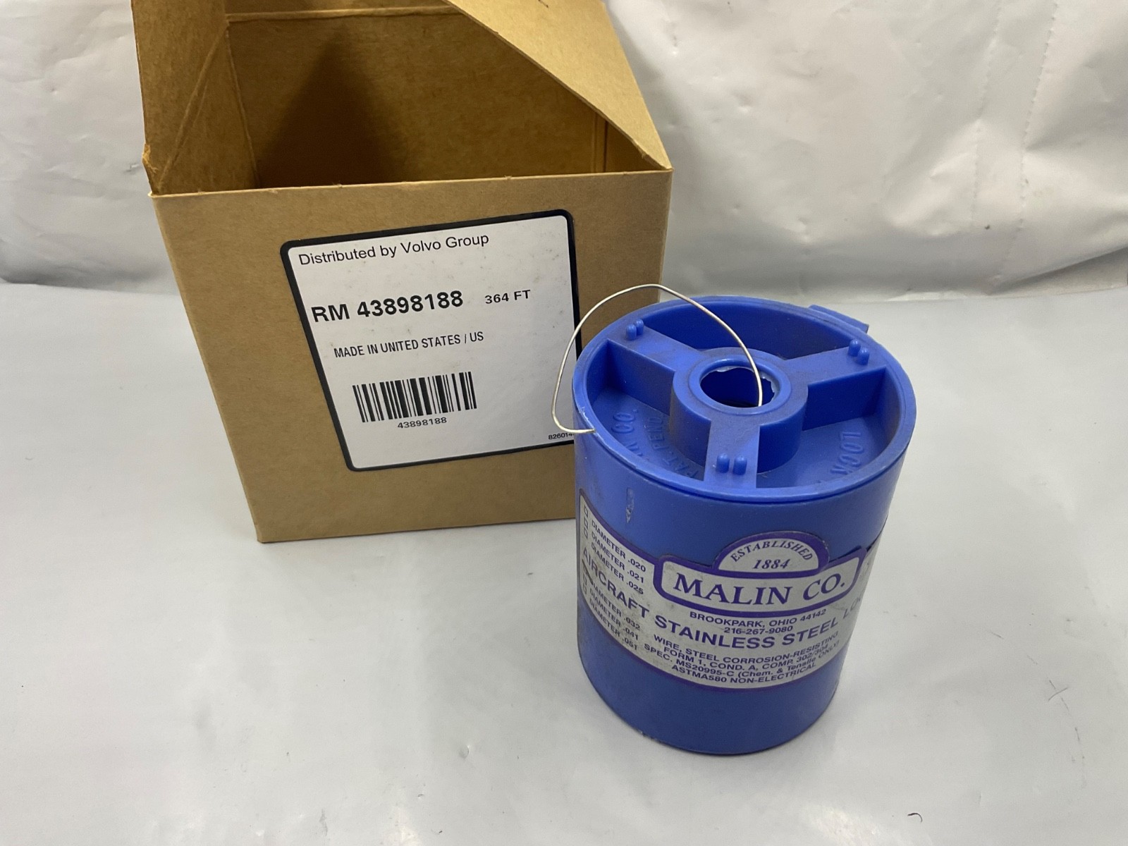 Malin Stainless Steel Aircraft Safety Lock Wire MS20995C32 1 LB. Roll .032” New