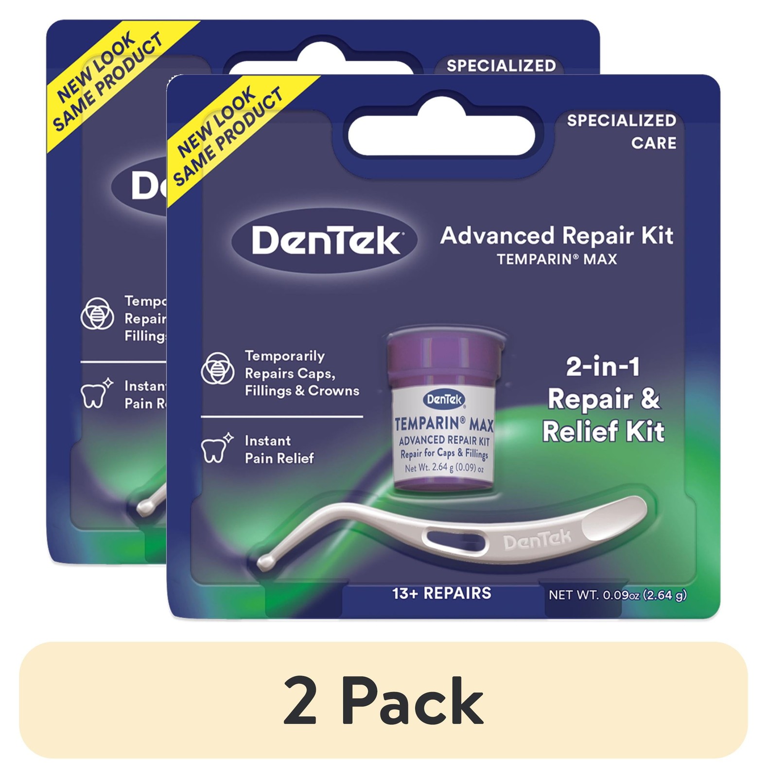 (2 pack) DenTek Temparin Max Advanced Dental Repair Kit, Loose Cap Set