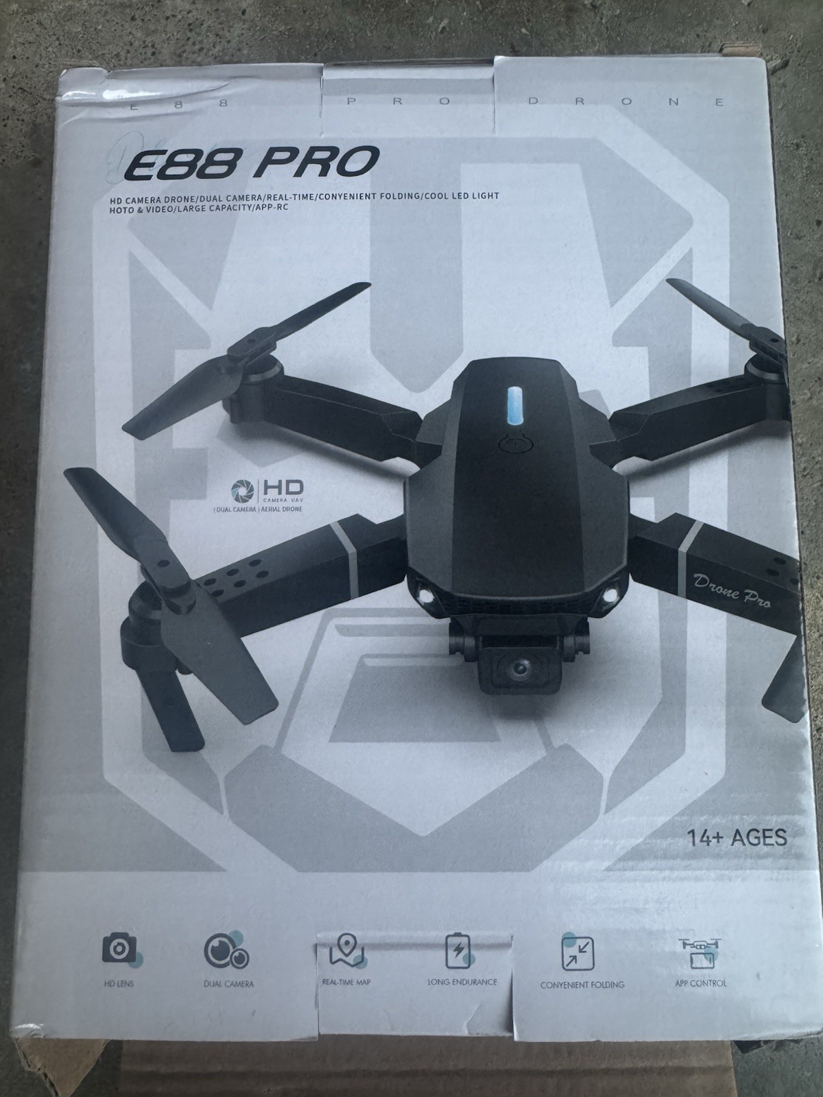 E88 PRO Foldable Quadcopter Drone w/ Camera, App Control, Remote, Case Black