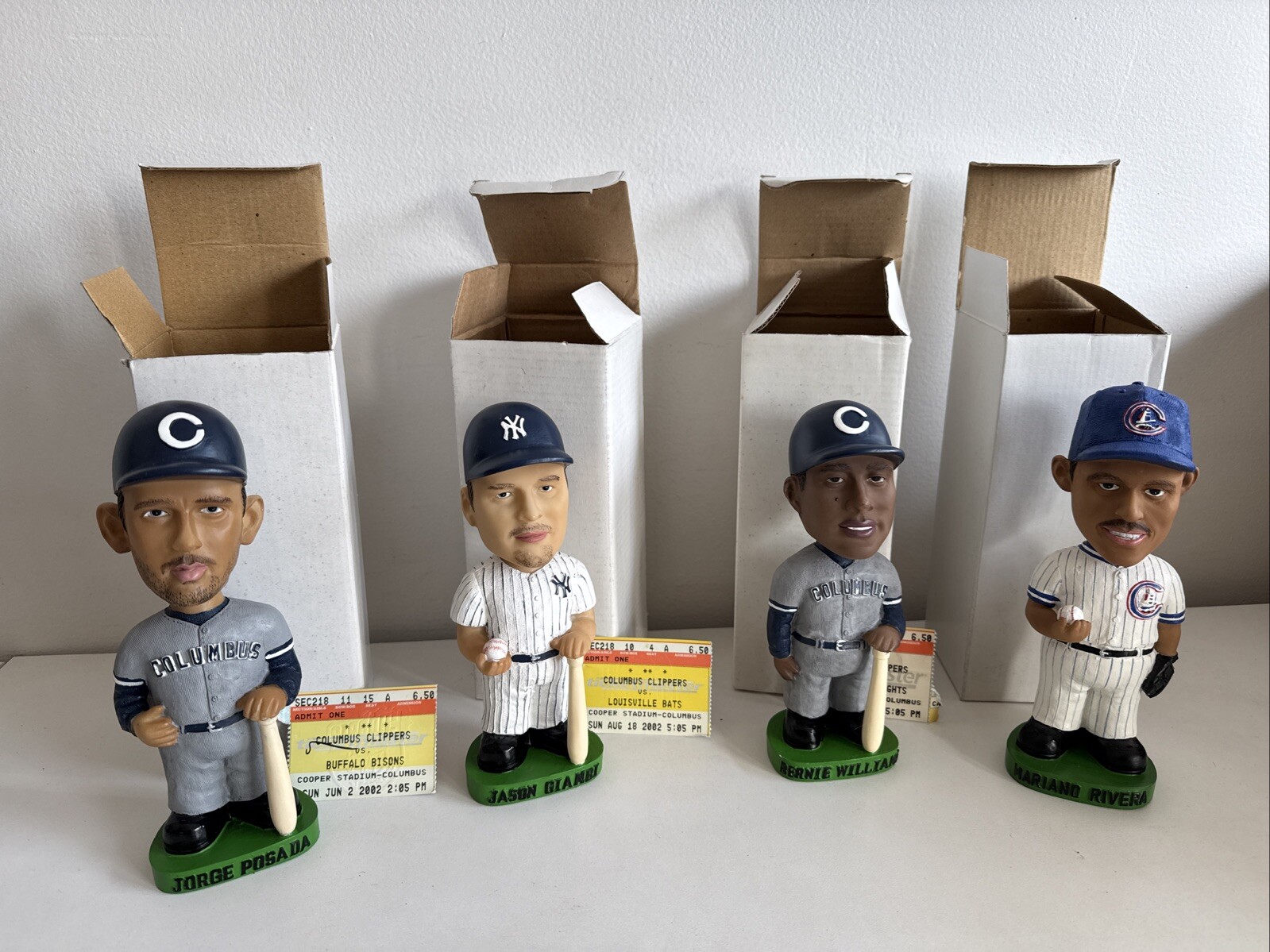 2002 Columbus Clippers SGA Bobbleheads Posada, Rivera, Giambi, Williams Yankees