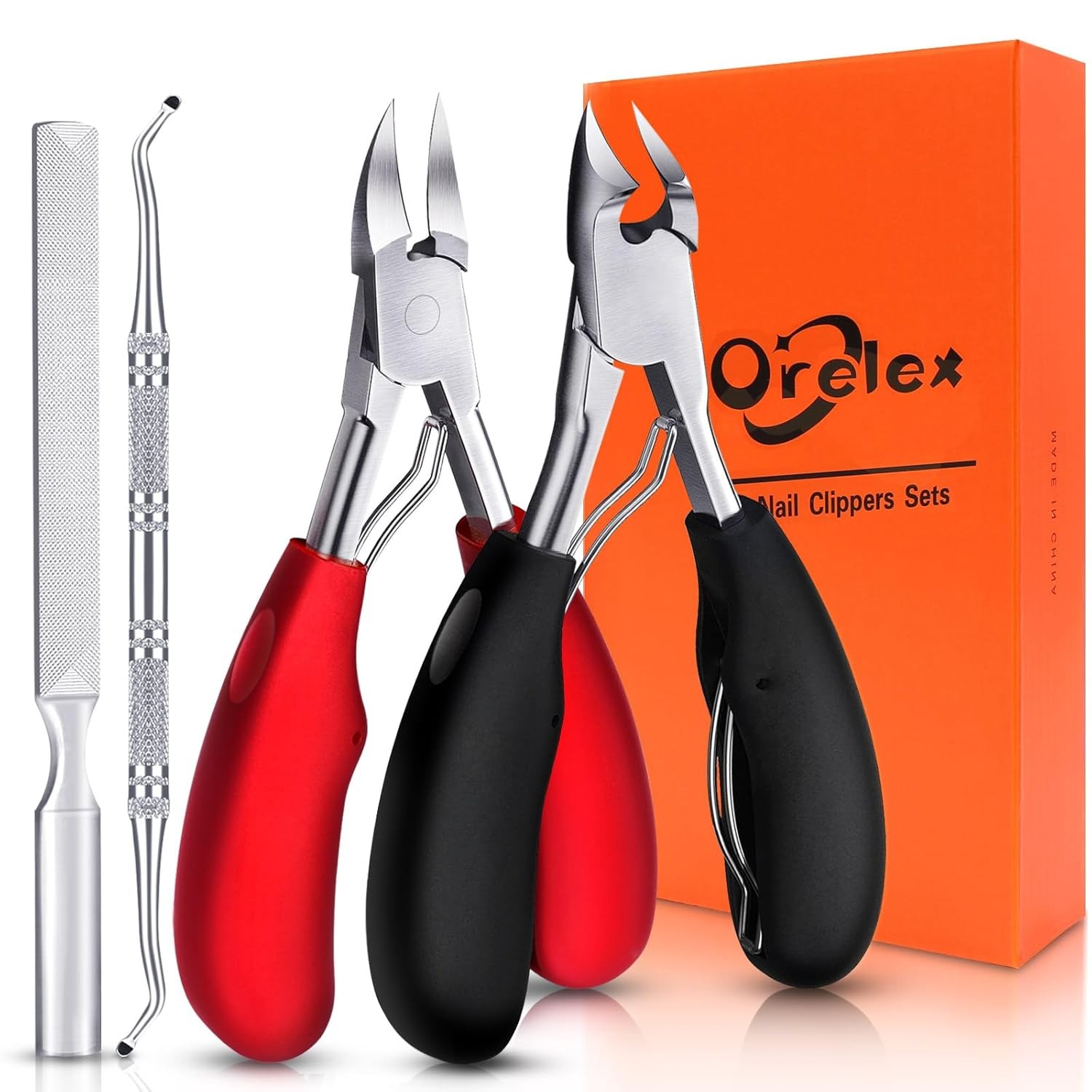 Thick Toenail Clippers for Seniors Black Red Nail Trimmers Toenail Clippers