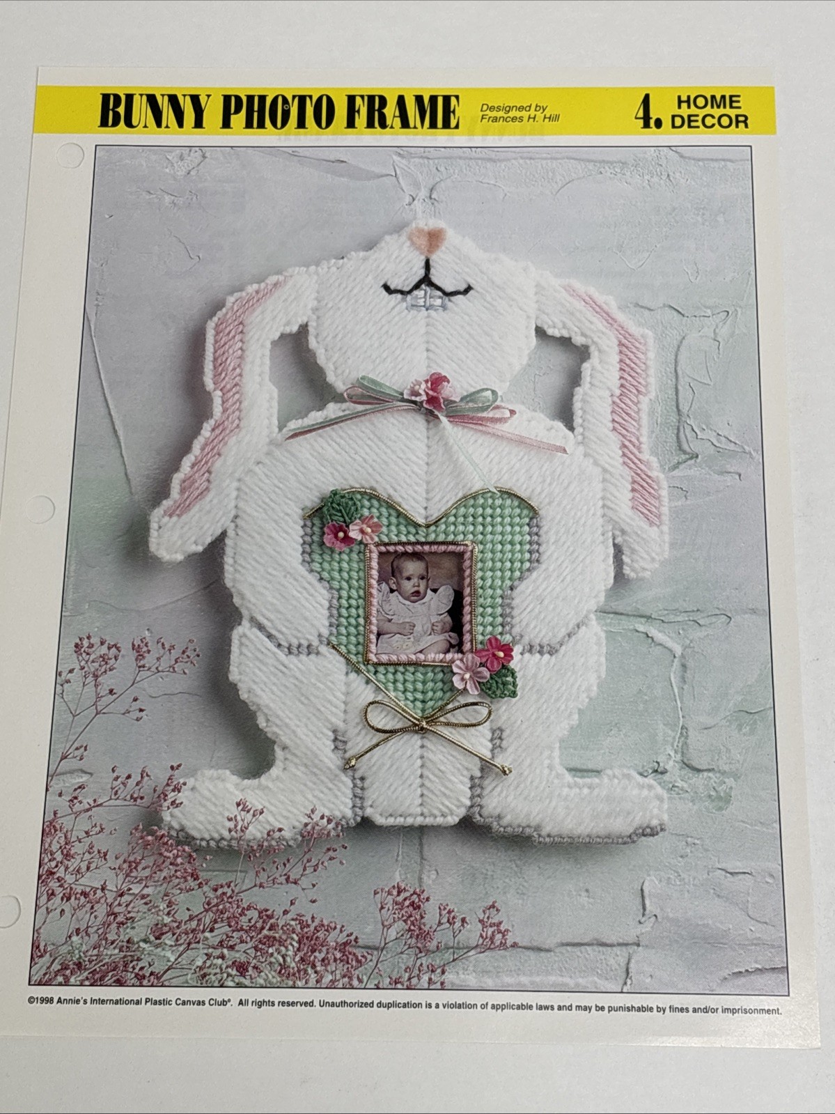 Bunny Photo Frame Annie's Attic Plastic Canvas Pattern Page