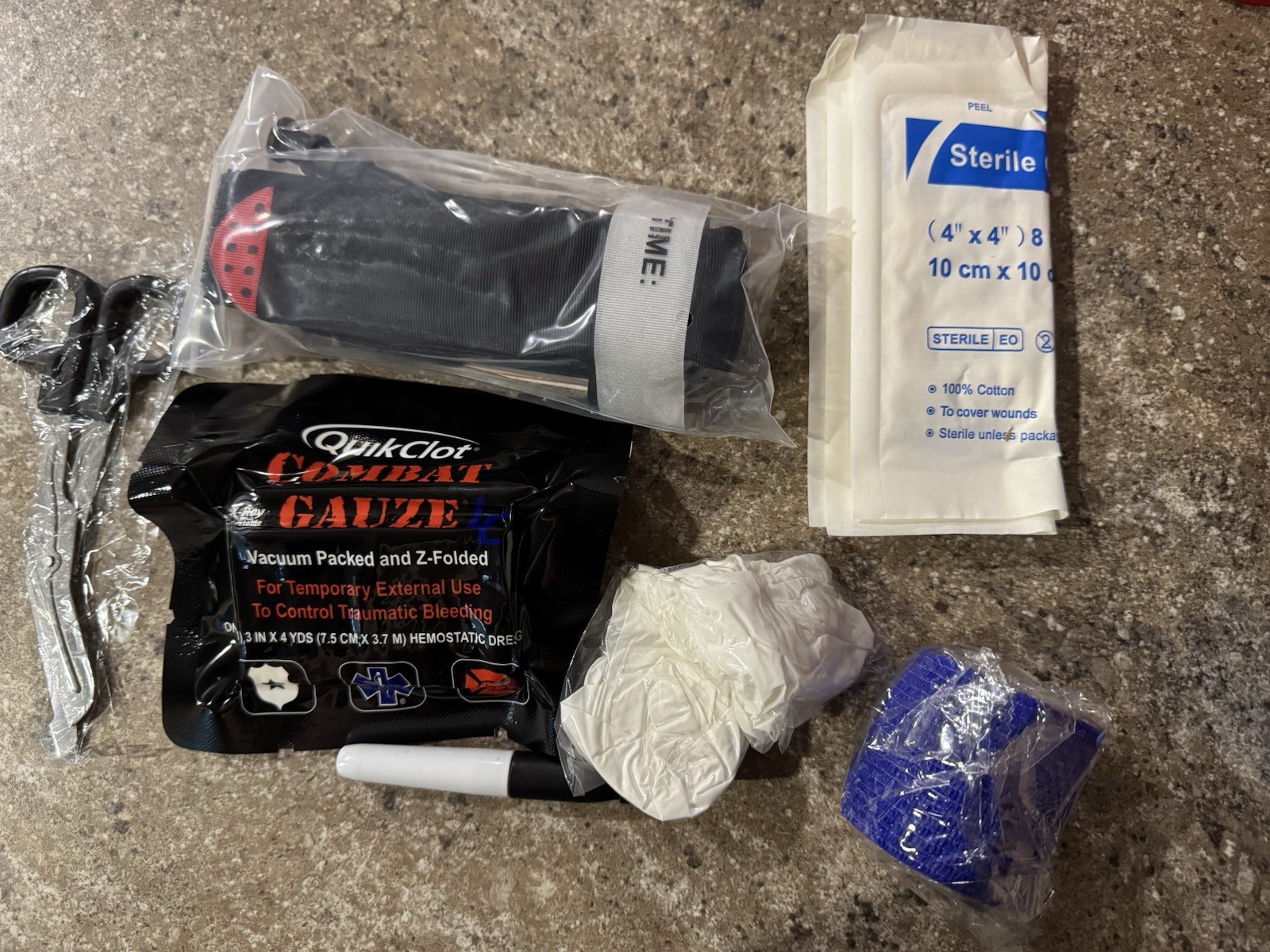 Travel QuikClot Trauma Kit Combat Gauze Tourniquet Sterile Pads Tactical Pouch