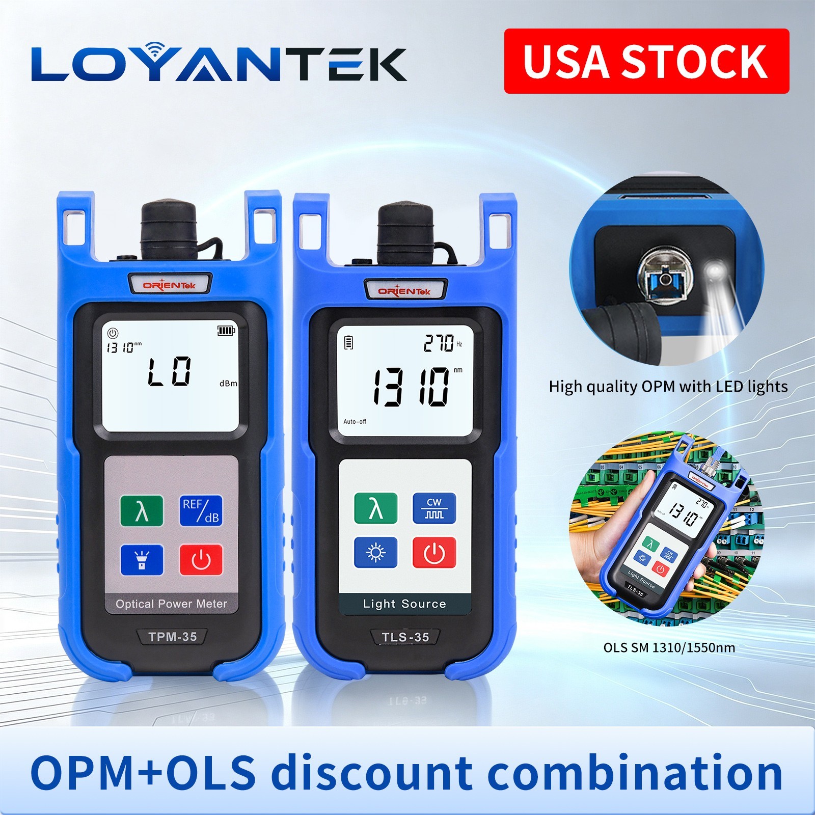 Fiber Optic Kit Power Meter TPM-35 OPM Light Source TLS-35 OLS SM 1310/1550nm