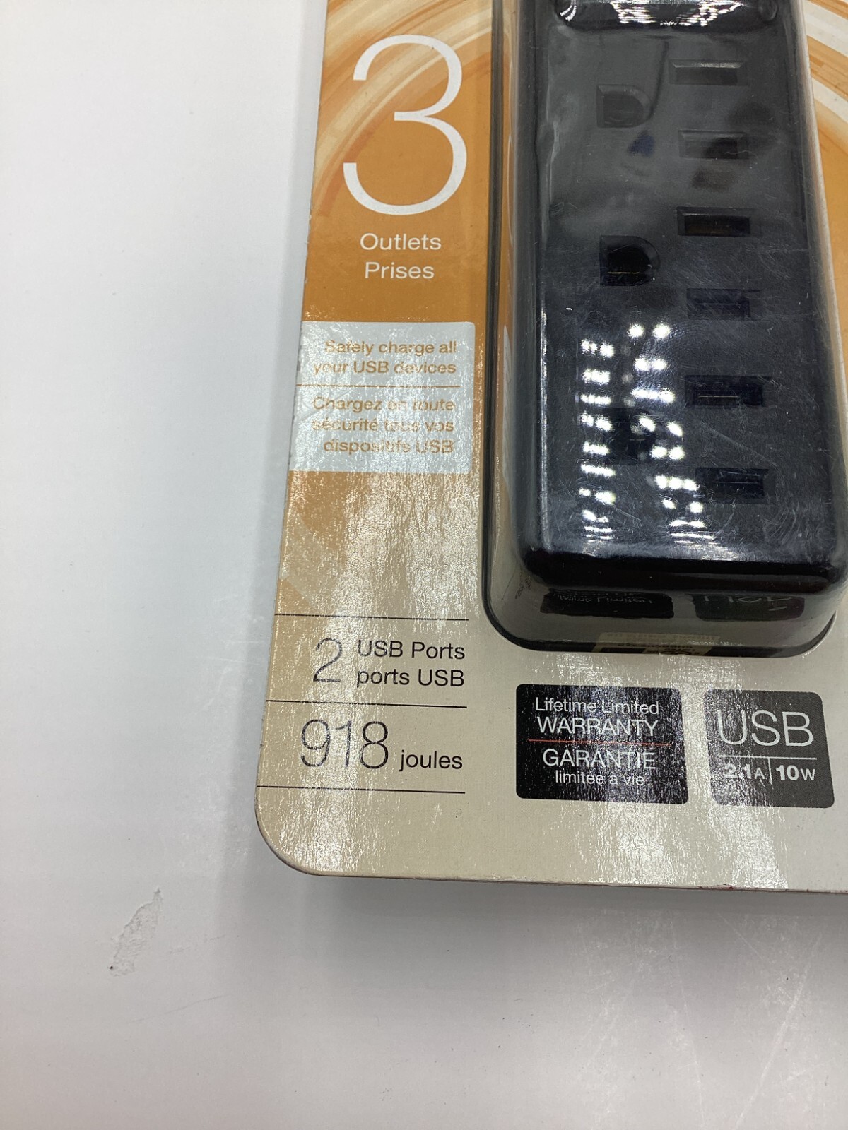 Staples 24497 Surge Protector Power Protector 3-Outlet 2 USB Port Black