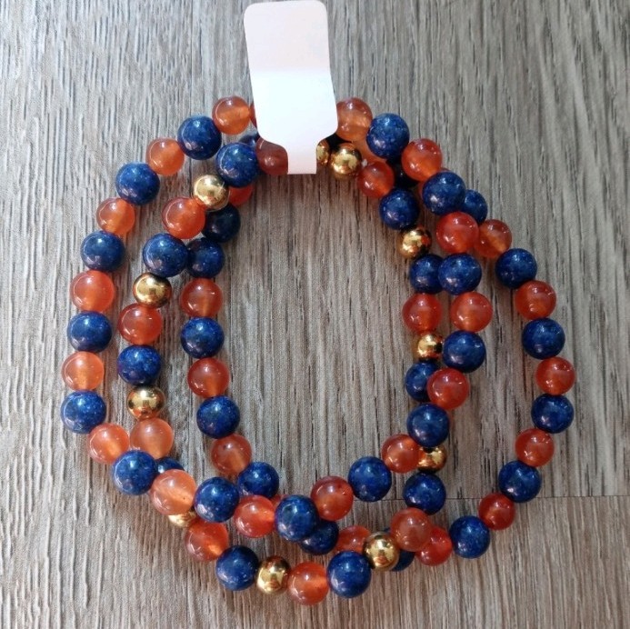Sodalite & Red Agate Healing Stacked Bracelets Set of 3