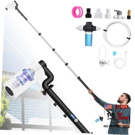 Electric Solar Panel Cleaning Brush, 20Ft, Soap Dispenser & Water Fed X-Large