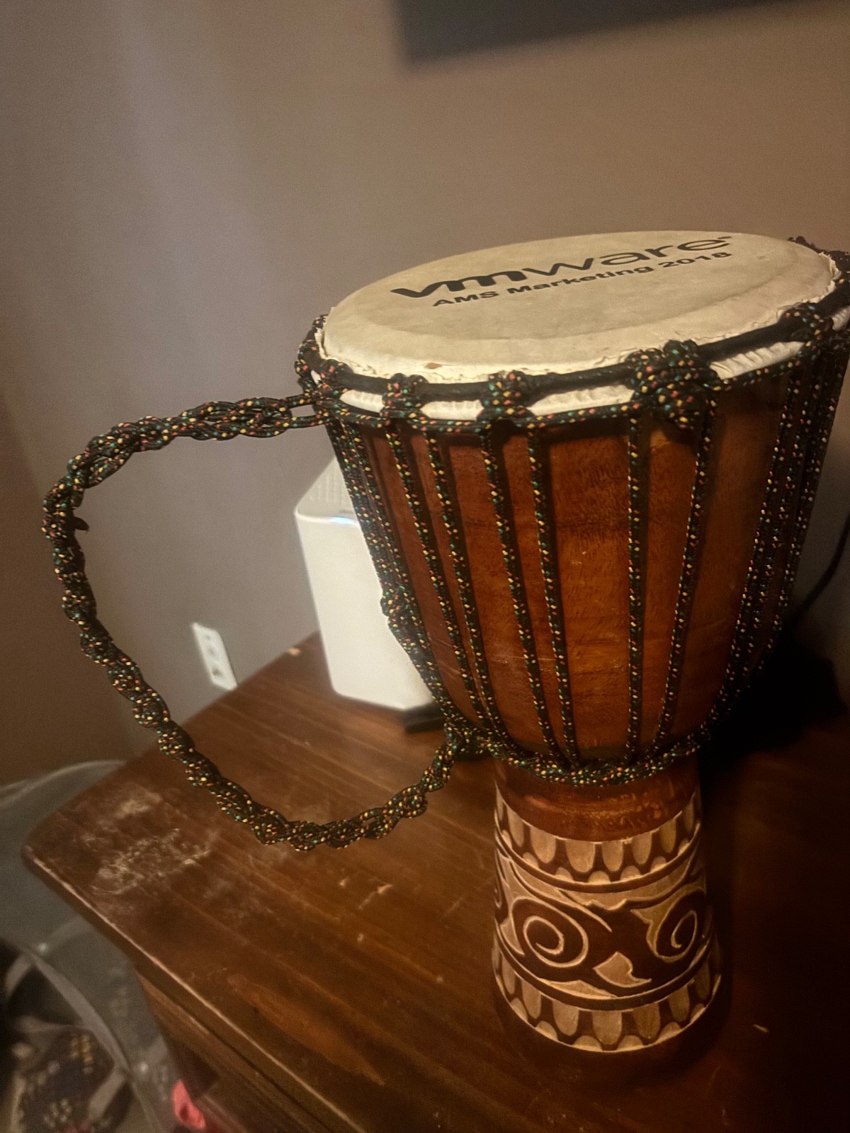 Handmade African Djembe Drum Large 18" H 9.5"  Hand Carved