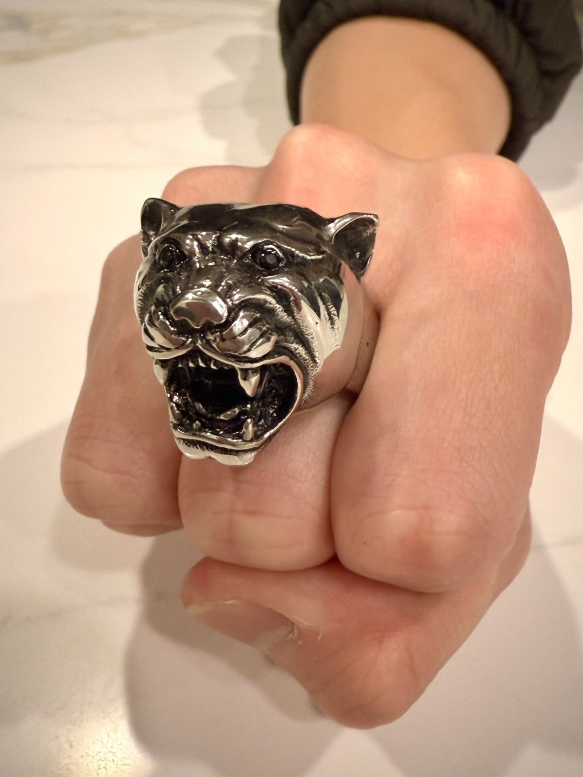 Heavy Duty Rocker Biker Stainless Steel Ring Panther Tiger Head Ship from USA