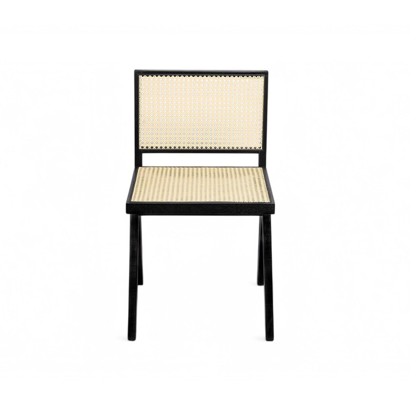 Set of 2 Rattan Dining Chairs Solid Wood Frame Vintage Accent Chairs for Kitchen