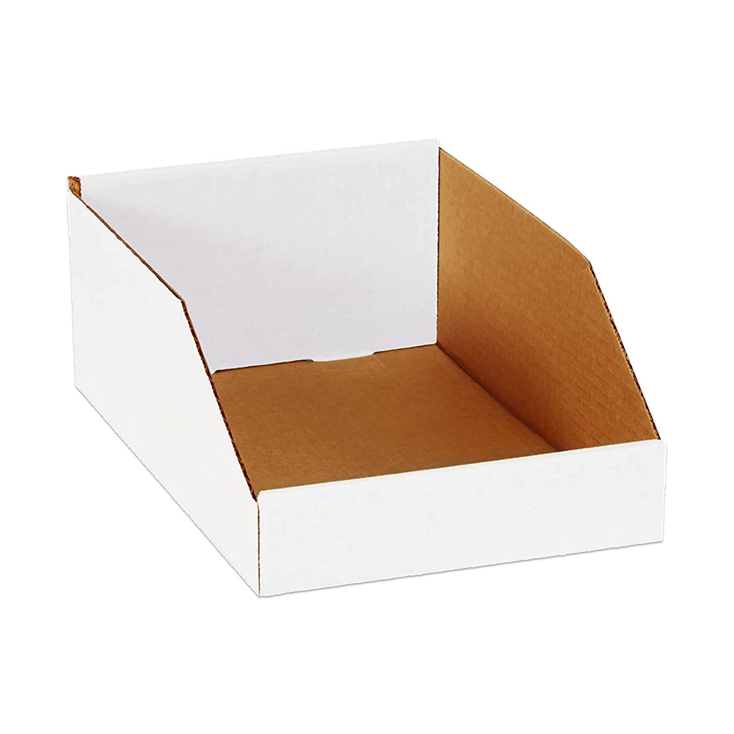 Corrugated Cardboard Storage Bins Holder 8" X 12" X 4.5" (50 Pack), Open Top Dur