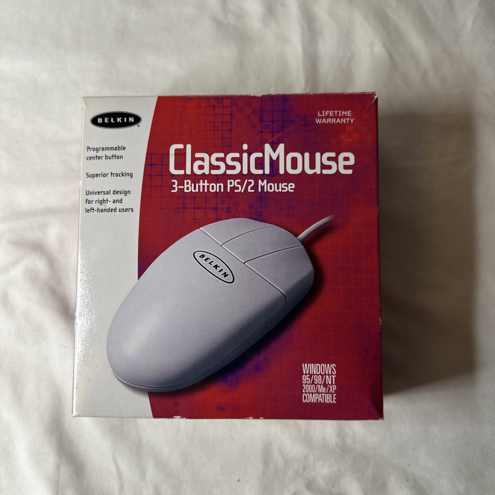 BELKIN Classic Mouse 3-button Ps/2 Vintage Programmable Center Button P56431 new