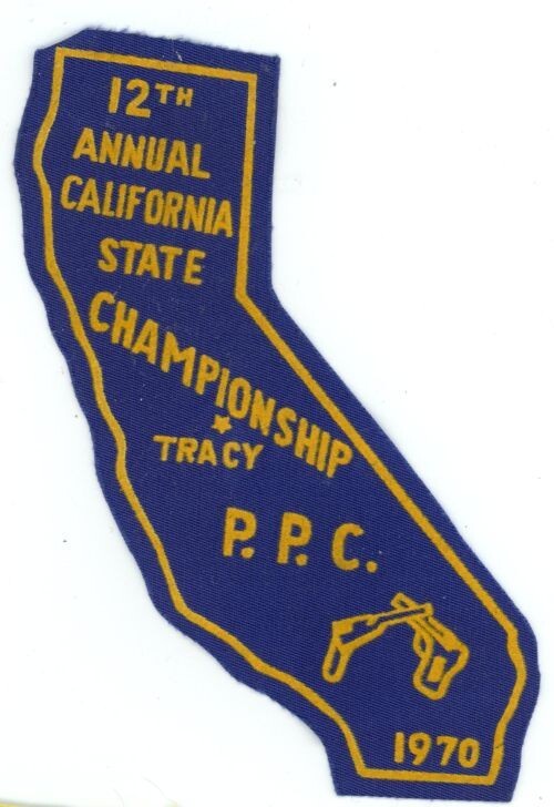 CALIFORNIA CA STATE POLICE PISTOL CHAMPIONSHIP TRACY 1970 STATE SHAPED PATCH