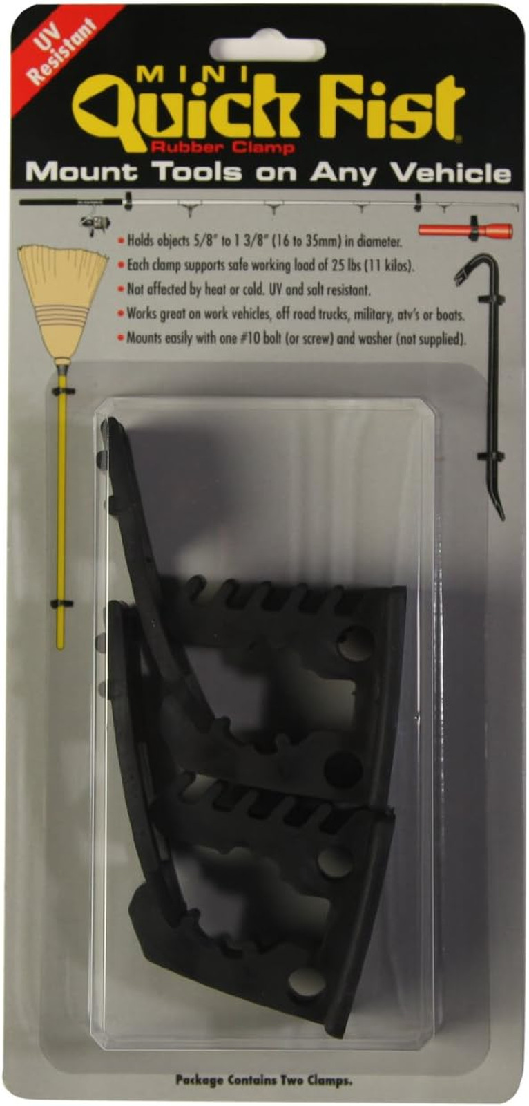 Mini Clamp for Mounting Tools & Equipment 5/8' - 1-3/8' Diameter, 2 Count (Pack