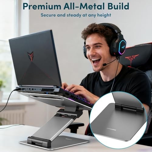 Adjustable Laptop Stand Extra Tall 20 Inch Riser Aluminum Foldable Portable