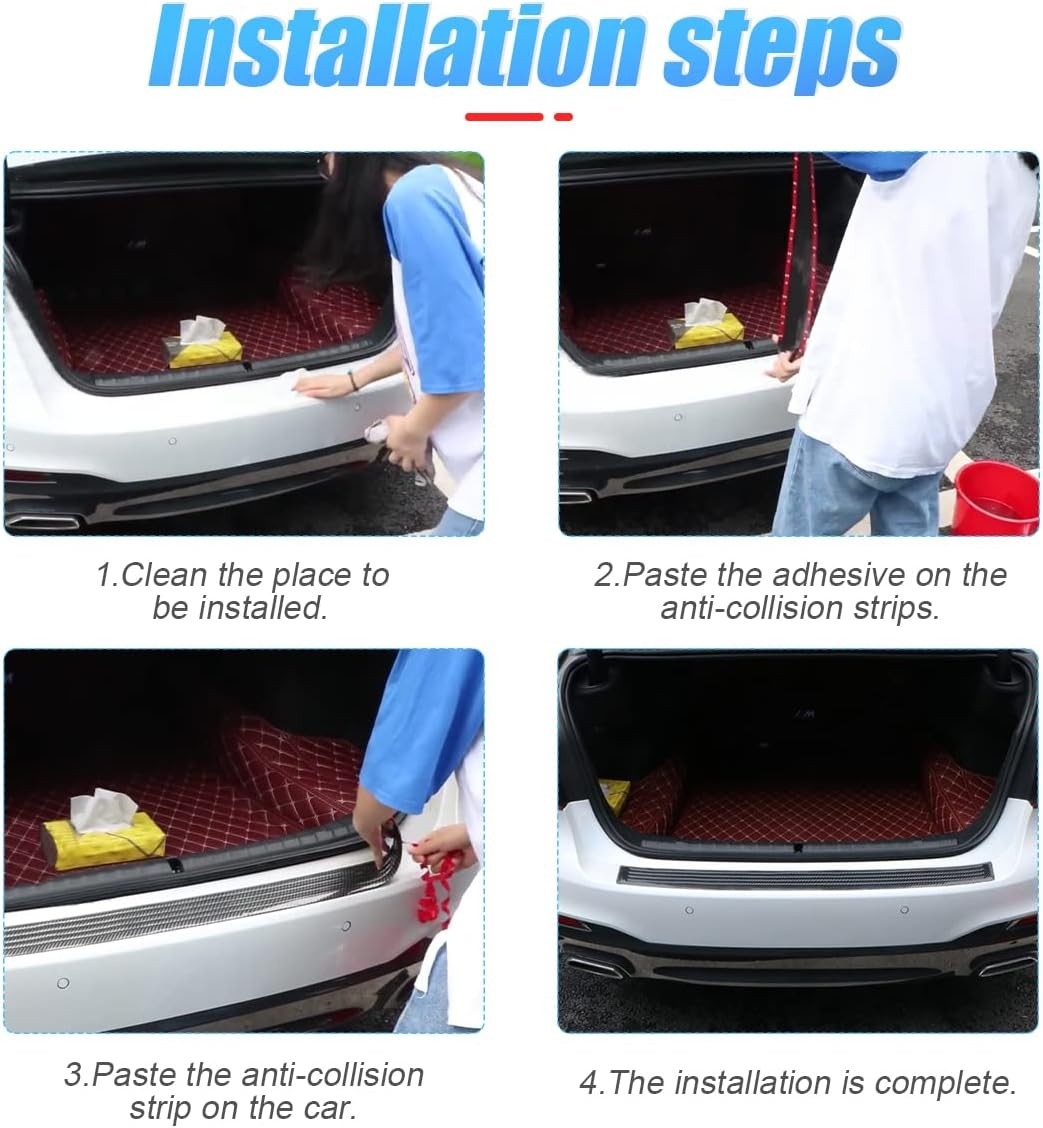 41" Carbon Fiber Car Bumper Protector Anti-Scratch Self-Adhesive Universal Strip
