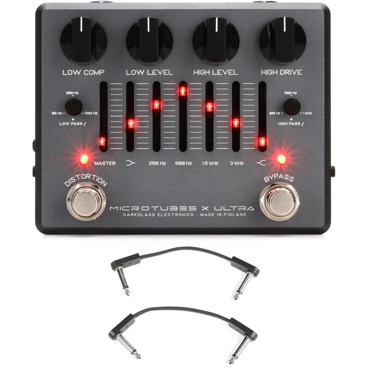Darkglass Microtubes X Ultra Bass Preamp Pedal with EBS Patch Cables